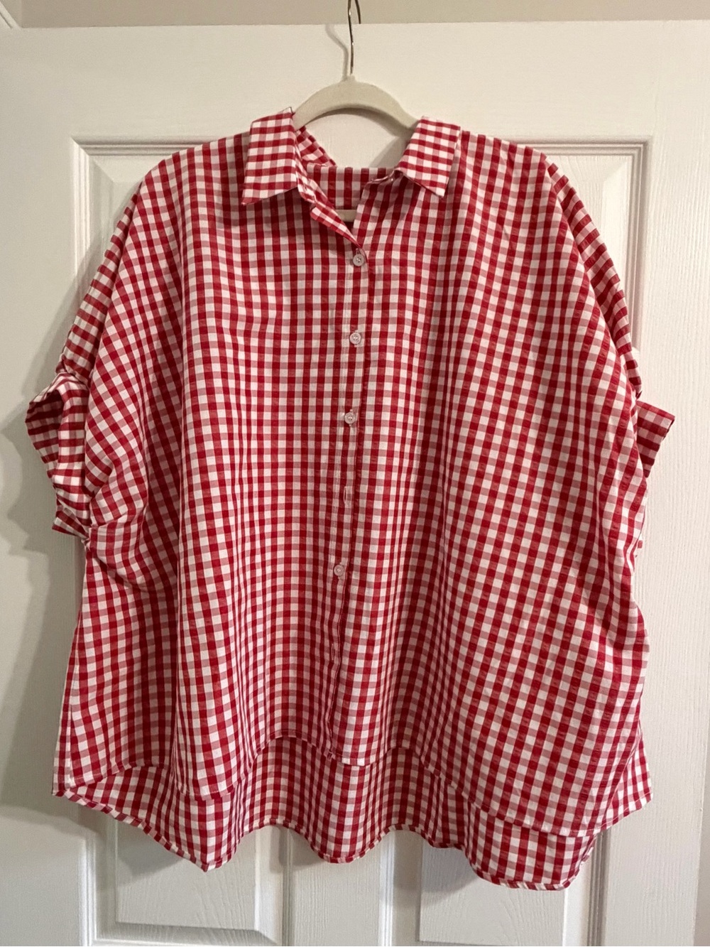 Day+ Moon Relaxed Red Gingham Button-Down Shirt - Casual Everyday